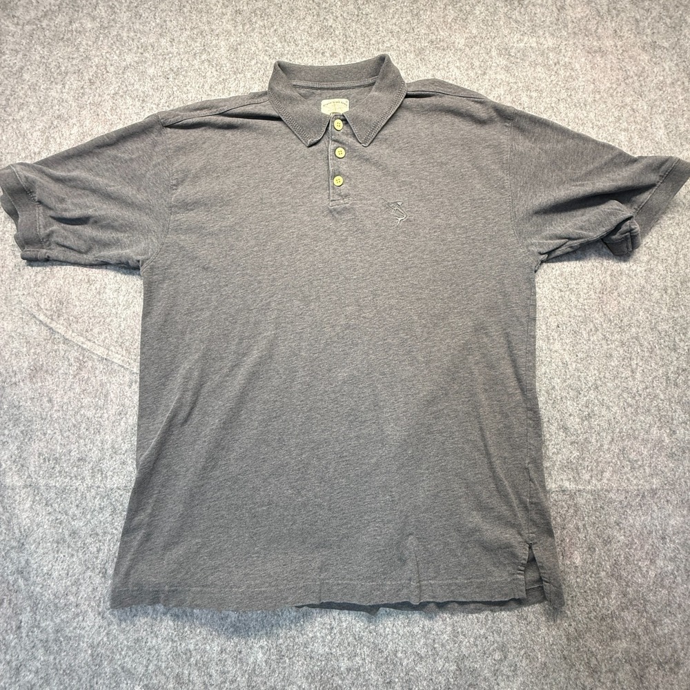 Original Island Sport Polo Shirt Men L Marlin Logo Cotton Gray Solid